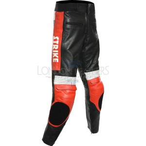 Lucky Strike Red Leather Motorcycle Trouser Pant